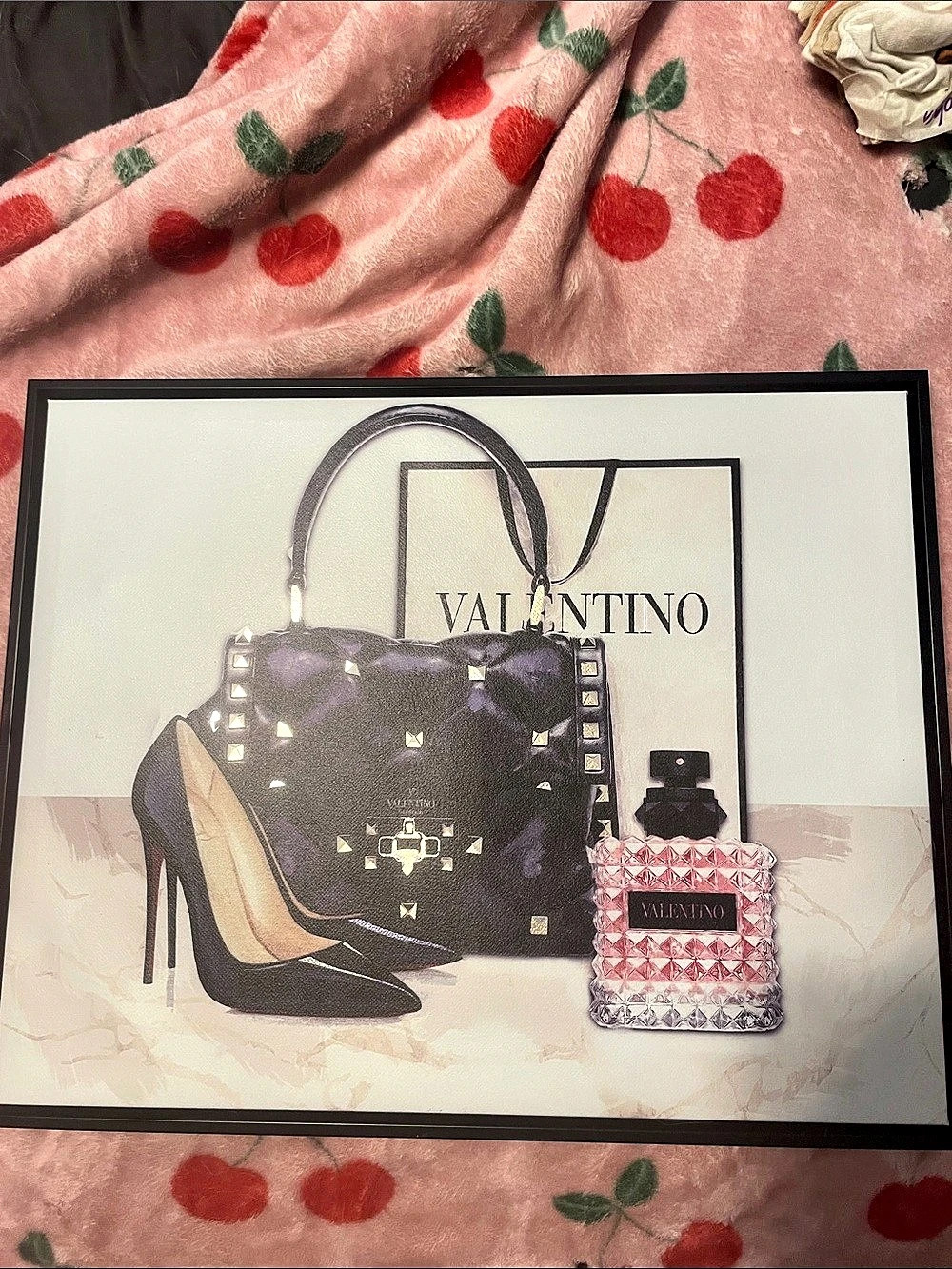 Valentino Framed Fashion Artwork in Black & Pink